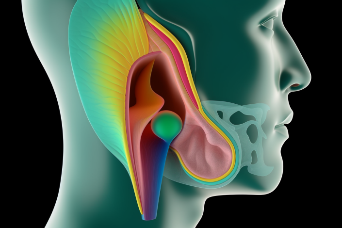 close up diagram of the middle ear